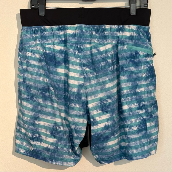 Lululemon T.H.E Shorts liner El Current Tidal Stripe Teal Size L Mens - Picture 3 of 12